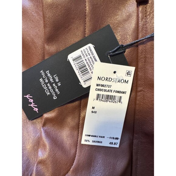 Wildfox Princess Faux Leather Size Medium 8/10 Cropped Slit Leg Cuff Chocolate N - Picture 5 of 11